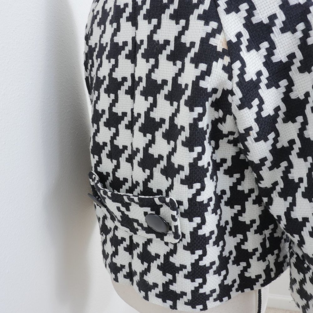 Nygard Black White Houndstooth Design Retro Coat Wide Half Sleeve SZ 8 Jacket - Picture 10 of 14
